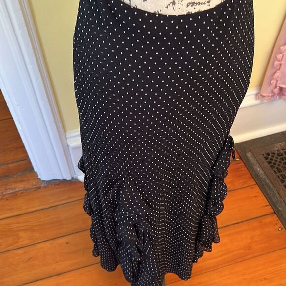 Chaps Sz S Elastic Waist Lined Classic Polka Dot Ruffle Skirt - Picture 3 of 8